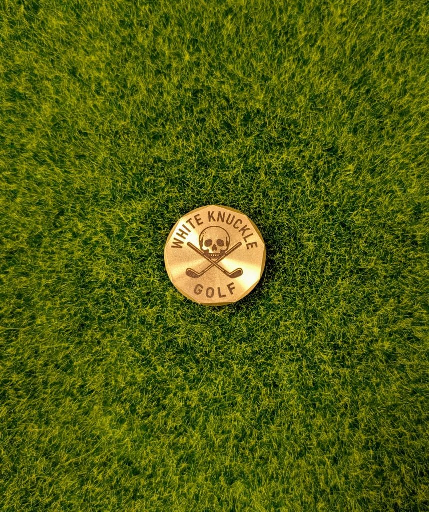 brass ball marker 3 white knuckle golf