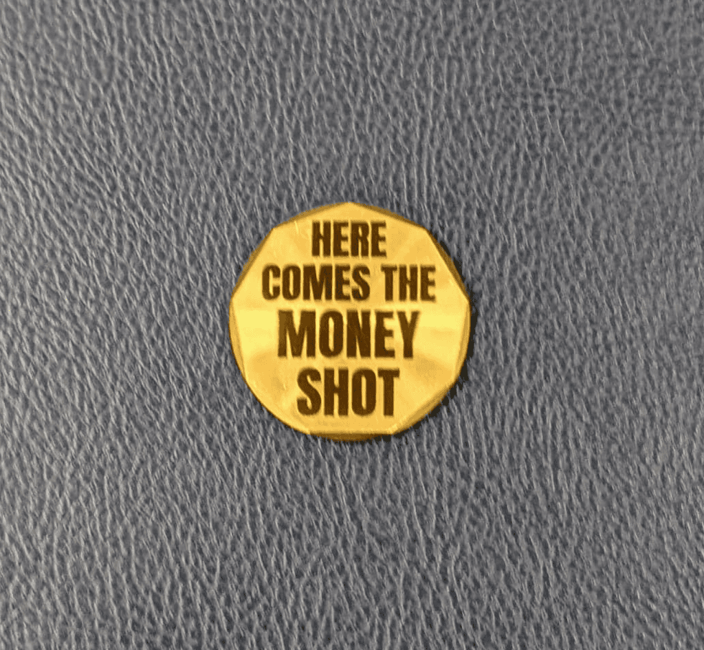 here comes the money shot brass ball marker 1 white knuckle golf
