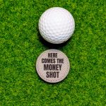 here comes the money shot grey leather ball marker white knuckle golf (1)