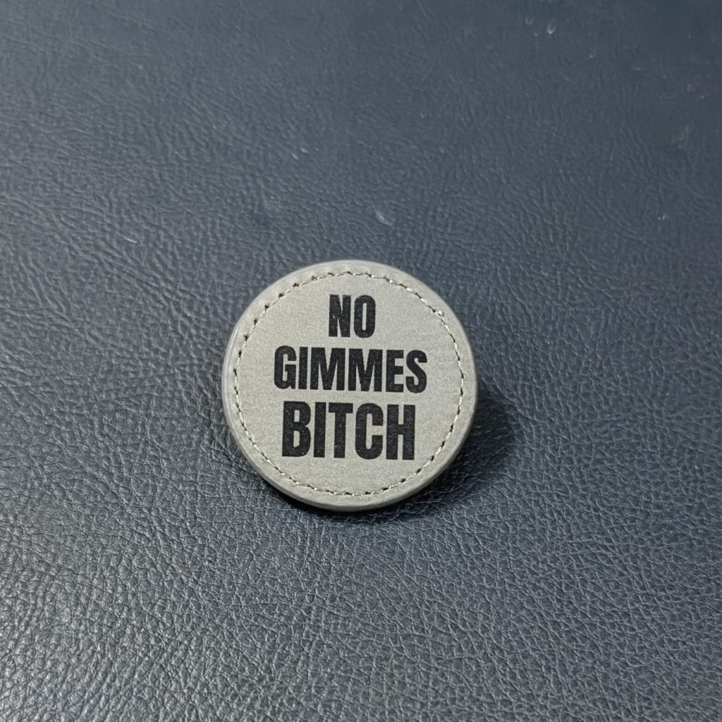 no gimmes bitch grey leather ball marker white knuckle golf (3)